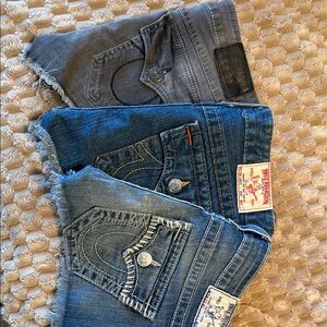 True Religion women’s  Denim Shorts - Blue and Gray  bundle 28 preloved